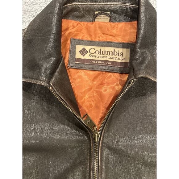Columbia Sportswear Brown Leather Jacket Mens Large 100% Leather Outershell - Picture 2 of 12